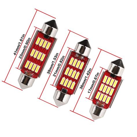 Led Bec C W Festoon Sofit Smd Mm De Culoare Alb Canbus