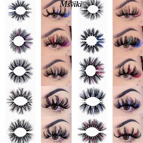 Colorful Fluffy 5D Colored Mink Lashes Vendor Wispy 25 MM Mink