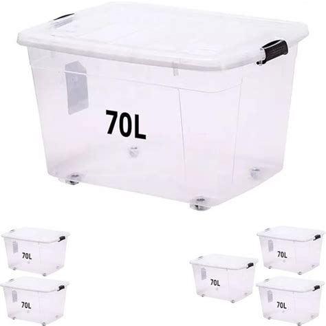 premify storage box    lockable lid wheels clear plastic organizer premify