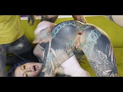 Heavily Tattooed Dap Threesome Hardcore Anal Fuck Dap Gapes Facefuck Facial Alternative