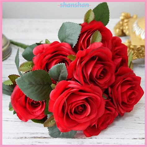 Artificial Flowers Rose Bouquet Fake Flowers Silk Roses Wedding Bouquet