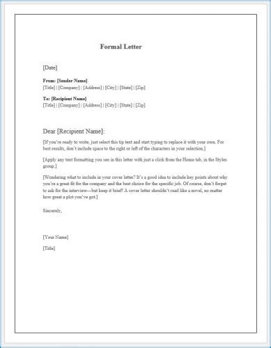 √ Free Editable Formal Letter Template