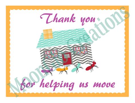 Thank you for helping us move Thank you cardPrintable | Etsy