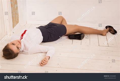 Crime Scene Office Body Lifeless Secretary Stock Photo