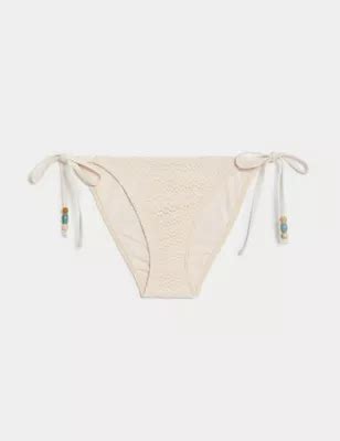 Textured Tie Side Bikini Bottoms M S Collection M S