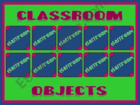 Esl English Powerpoints Classroom Objects Memory Game