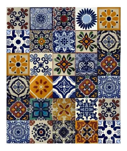 Azulejo Cm Artesanal Tipo Talavera Liso Pz Surtido N Meses