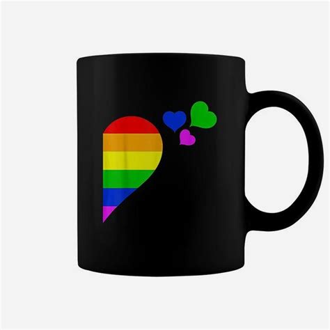 Rainbow Heart Lgbt Lesbian Gay Couple Lgbtq Coffee Mug Seseable