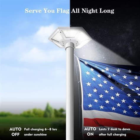 Flag Pole Light, Solar Flag Pole Light with Larger Panel Surface and ...