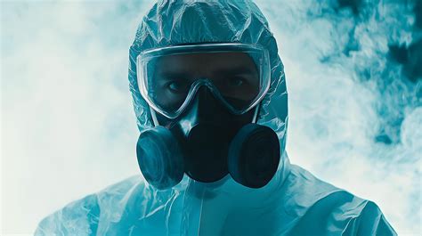 Hazmat Suit Protective Gear Respirator Mask Serious Worker Industrial
