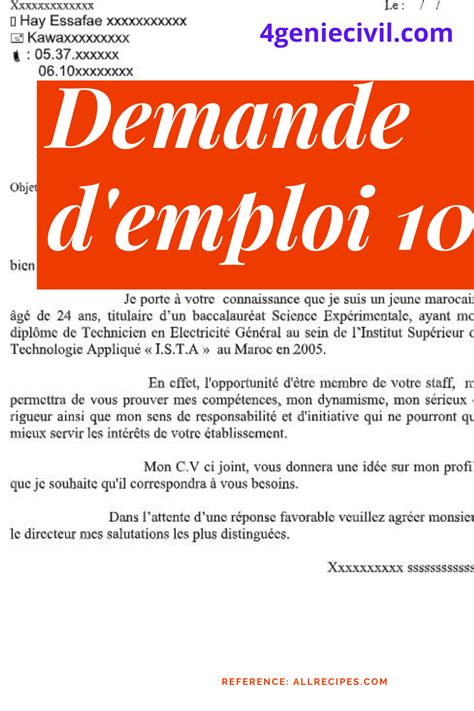 Demande de travail ou demande d emploi Téléchargez 10 exemples de