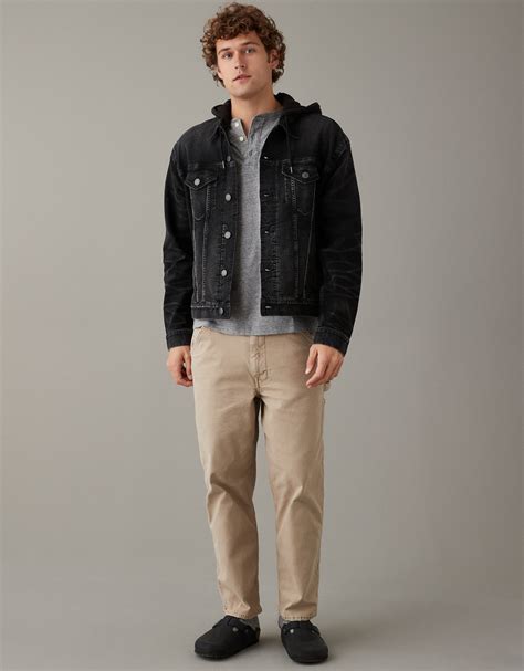 Buy Ae Hooded Denim Trucker Jacket Online American Eagle Outfitters Uae