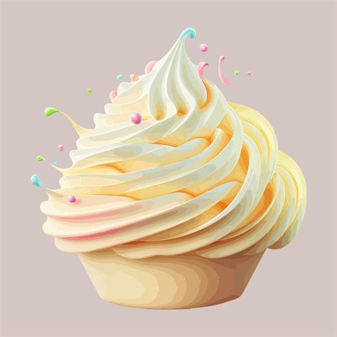 Premium Vector Whipped Cream Swirl Or Meringue With Sprinkles Top