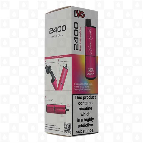 Berry Lemonade Ice Ivg Bar 2400 20mg Disposable Vapes Redjuice Uk