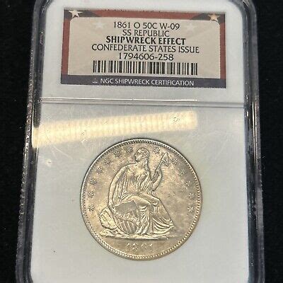 O Seated Liberty Half Dollar C Ngc Ss Republic Shipwreck Ebay