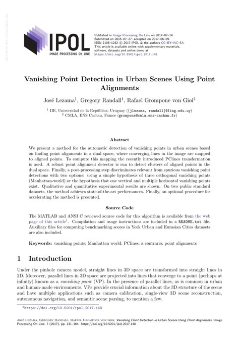 (PDF) Vanishing Point Detection in Urban Scenes Using Point Alignments