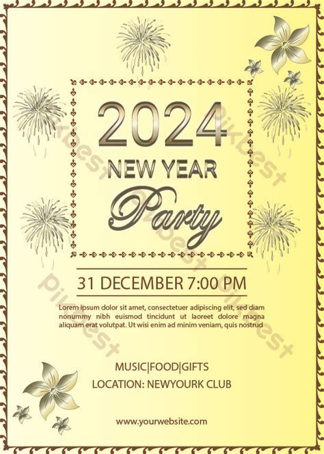 New Year 2024 Party Invitation Template Design | EPS Free Download ...