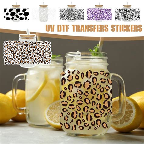 Leopard Print Uv Dtf Transfer Stickers Cup Decoration Labe ρ }ф ть `п