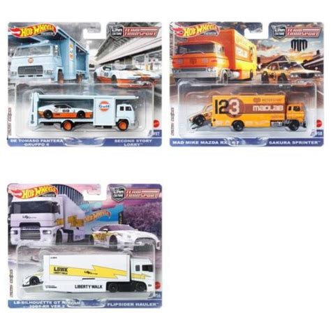 Hot Wheels Team Transport LB Silhouette GT Nissan 35GT R35 LBWK Mazda RX3 De Tomaso Pantera GULF