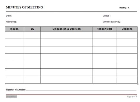 Free Excel Meeting Minutes Template