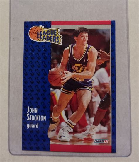 1991 Fleer John Stockton NBA League Leaders Basketball 221 Utah Jazz