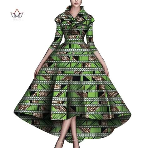 Bintarealwax African Dresses For Women A Line Floor Length Dress