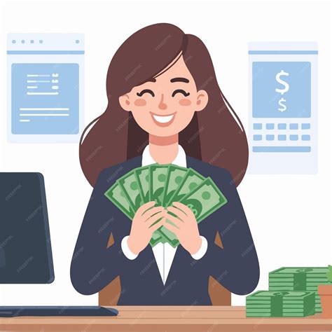 Illustration of the flat design of the monthly salary concept happy