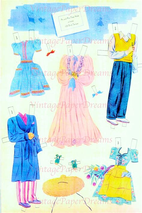 Vintage Paper Doll Printable Pdf Jpeg Romantic Wedding 50s Etsy