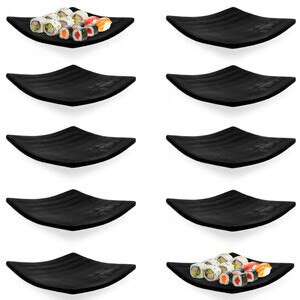 Kit 10 Pratos 14 Cm Quadrados Em Melamina Preto Sushi E Petisco Leroy