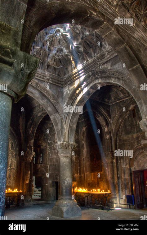 Light inside the Geghard monastery Stock Photo - Alamy