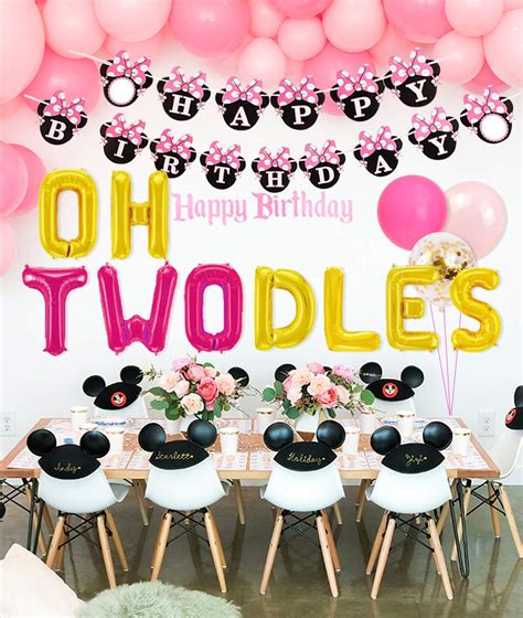 Cartoon Mouse Theme 2nd Birthday Decorations For Girls Oh Twodles