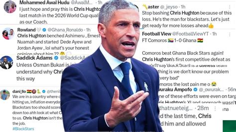 GHANAIANS GO HARD ON BLACK STARS COACH CHRIS HUGHTON AFTER COMOROS