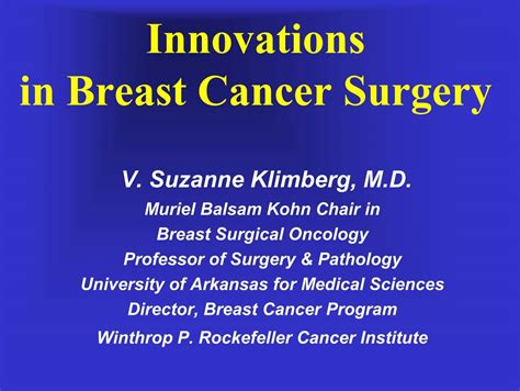 Innovations In Breast Cancer Surgery Arkansas Department Of Health