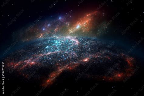 Massive Stars Cluster And Cosmic Nebula 3d Visualization Art Work