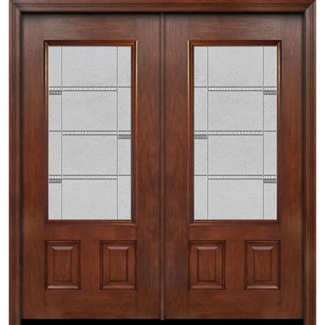 Eswda X Exterior Mahogany Lite Two Panel Double Entry Door