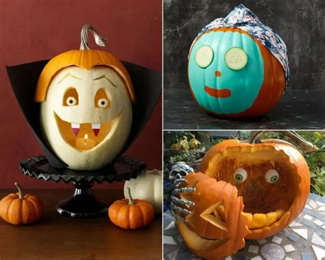 Funny pumpkin faces carving and painting: Cool ideas as an alternative ...