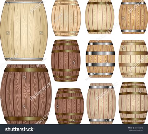 Set Of Wooden Barrels Stock Vector Illustration 204580072 Shutterstock