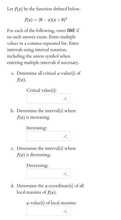 Solved Let F X Be The Function Defined Below