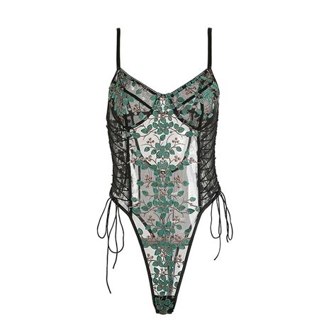 Buy Varsbaby One Piece Floral Lingerie Teddy Mesh Bodysuit Embroidered