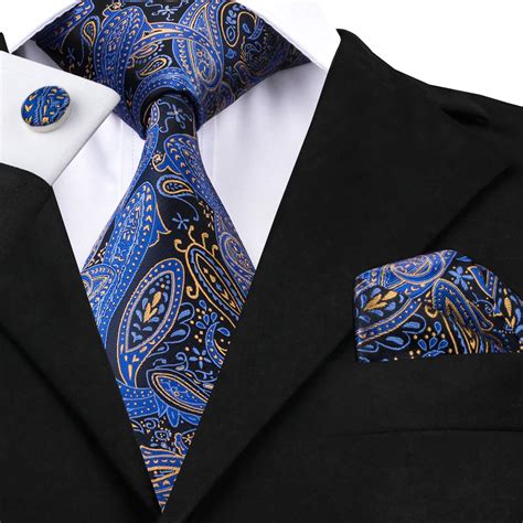 C 1447 Brand Designer Mens Ties Fashion Blue Paisley Tie Silk Mens