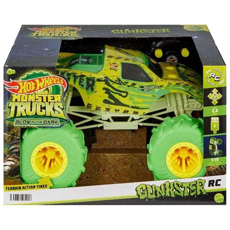 Hot Wheels Monster Trucks RC távirányítós sötétben világító Gunkster autó cm Mattel
