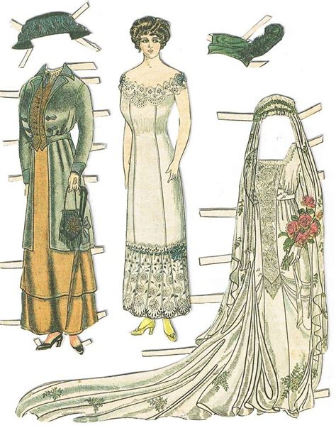 Old Paper Doll With Wedding Gown Victorian Paper Dolls Paper Dolls