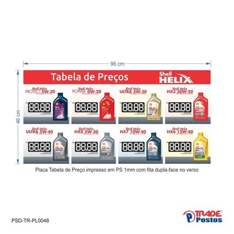 Placa Tabela De Pre Os Leo Shell Helix Psd Tr Pl