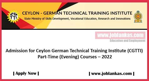 Admission For Ceylon German Technical Training Institute CGTTI Part