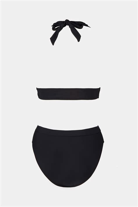 Shadow Plunge Halter Top Cheeky Hipster Bikini Set