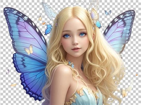 Premium PSD Cute Fairy With Blonde Hair And Beautiful Wings