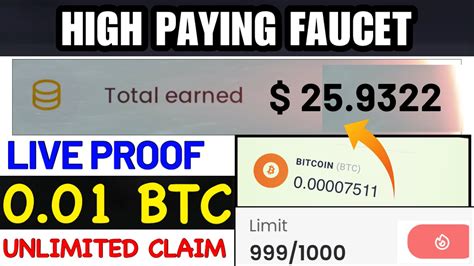 High Paying Faucet To Earn 0 01 Btc Daily Live Proof Unlimited