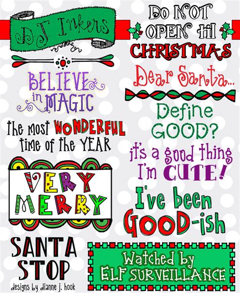 Very Merry Christmas Sayings and holiday words clip art -DJ Inkers