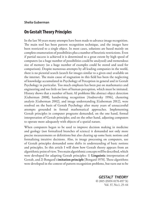 (PDF) On Gestalt Theory Principles