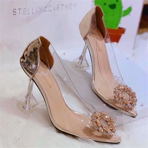 Mã FASHIONG giảm k đơn k Giày cao gót quai trong hoa đá hot mã B BigBuy